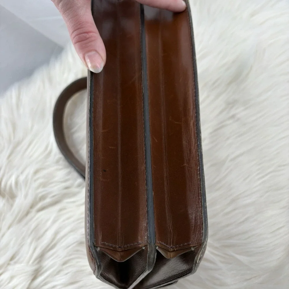 Antique Abercombie & Fitch Brown Leather Adjustable Strap Purse Safari Excellent